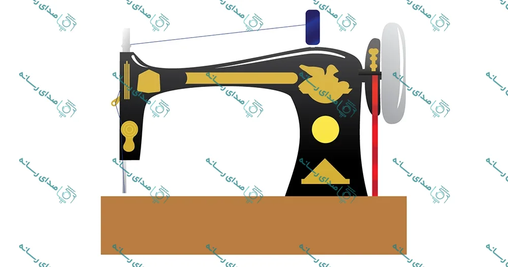 وکتور لایه باز طرح چرخ خیاطی قدیمی